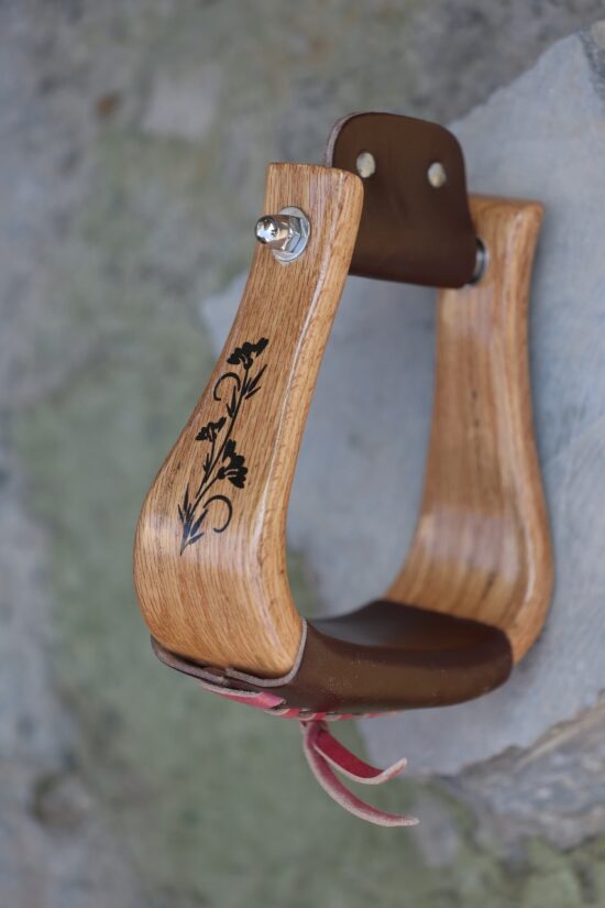 3" Floral Red Oak Stirrup - Image 2